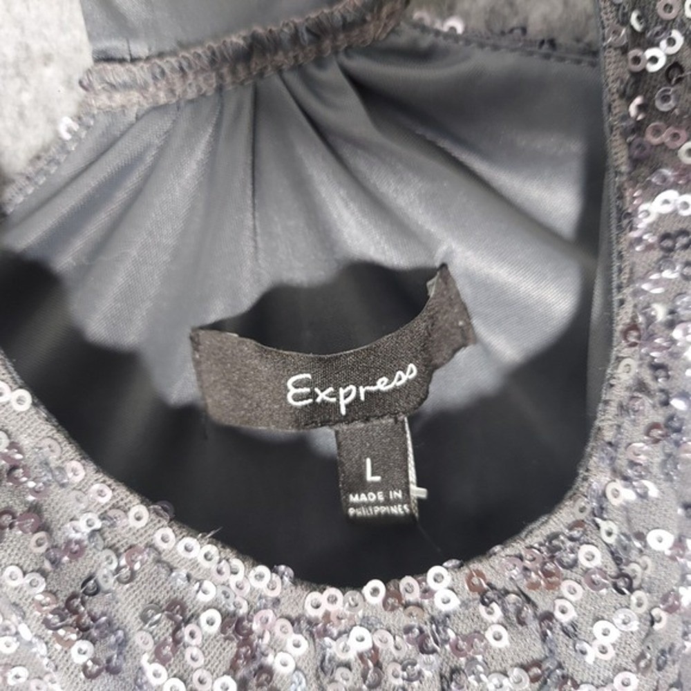 Express Top Women L Silver Metallic Twist Front Sleeveless Party Club Glam Y2K - Picture 5 of 9